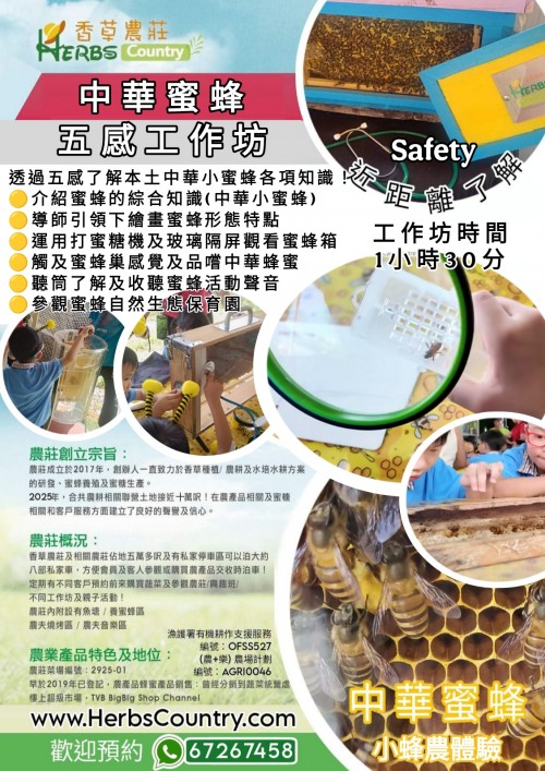No 903 中華蜜蜂五感工作坊 (學校團體推介） 預約Booking>>>